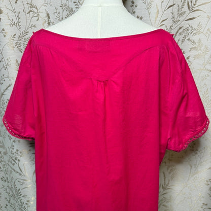 Motto Crochet V Neck Tunic Top Womens 3X Pink Boho Peasant Plus Size Festival