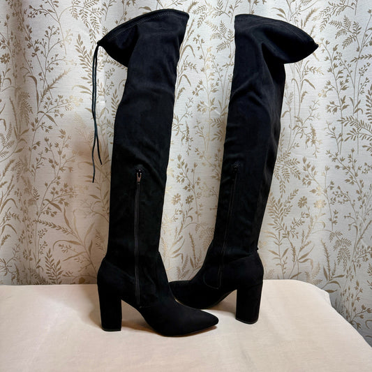 JustFab Aubriana Faux Suede Thigh High Boots Women 8 Goth Witchy Whimsigoth Edgy