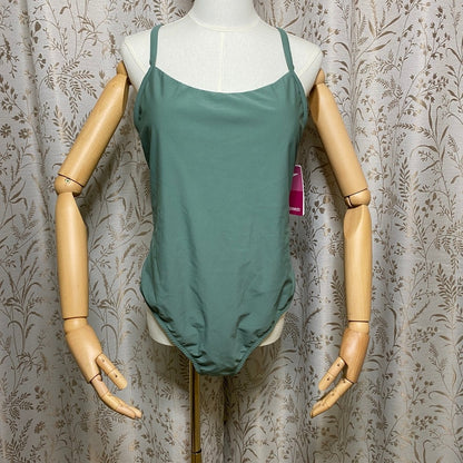 Speedo Sage Green One Piece Swimsuit NWT XL Racerback Athletic Minimalist Beach