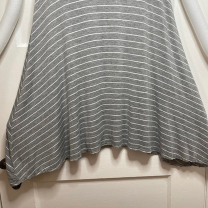 Pinc Striped Tunic Dress Gray White Stripes Stretchy Lagenlook Minimalist Casual
