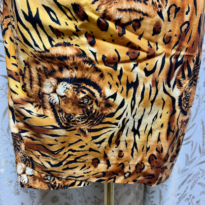 Handmade Tiger Print Wrap Mini Skirt OS Summer Beach Indie Y2K Safari Festival