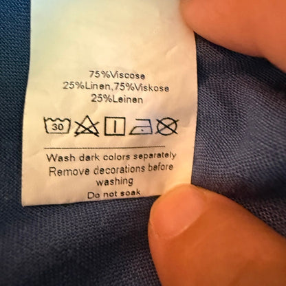 Grace Karin Tie Front Shirt Dress Women XL Blue Linen Blend Coastal Minimalist
