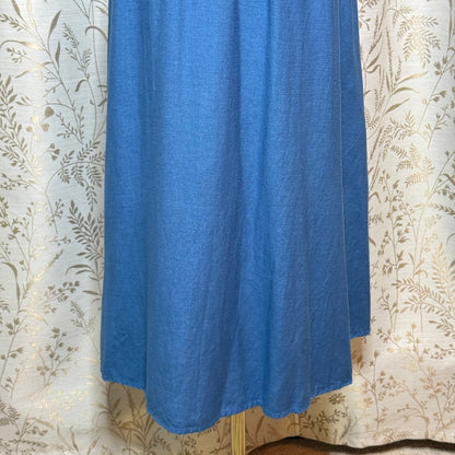 Grace Karin Tie Front Shirt Dress Women XL Blue Linen Blend Coastal Minimalist