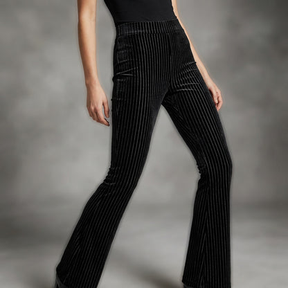 SHEIN Black Velvet Ribbed Flare Leg Pants XS 2 Coquette Indie Sleaze Whimsigoth