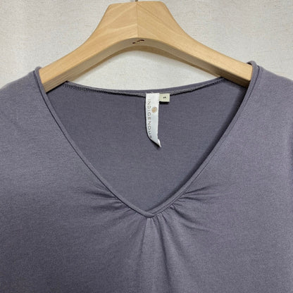 Indigenous Organic Cotton Charcoal V-Neck Top Small Balletcore Clean Minimalist