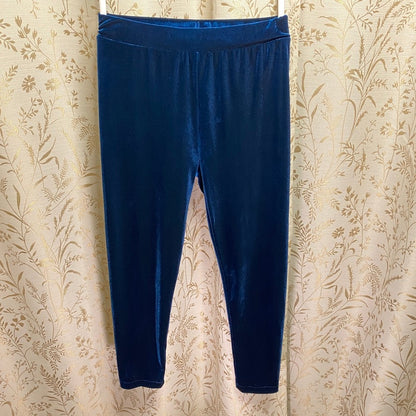 SHEIN Blue Velvet Leggings Medium Fairy Boho Chic Whimsigoth Indie Sleaze Retro