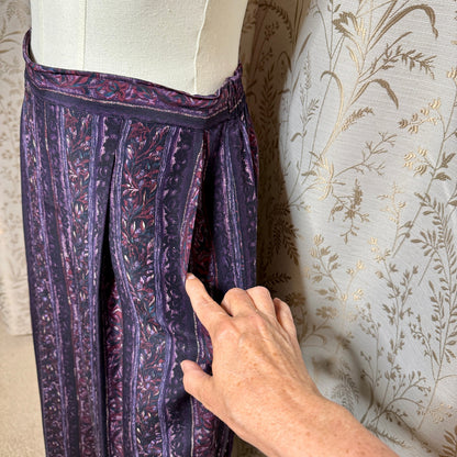 Jennifer Moore Vintage Silk Straight Leg Pants Women 12 Purple Boho Whimsigoth