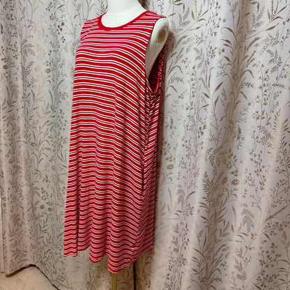 Time and Tru Stripe Midi Tank Dress XL Red White Streetwear French Girl Coastal