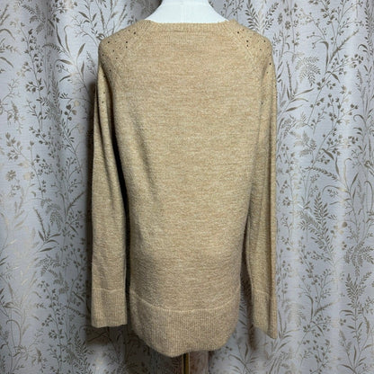Apt. 9 Holiday Gold Rhinestone Tunic Sweater Womens Large Sparkle Festive Party