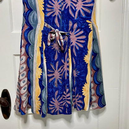 Ishwar Sleeveless Abstract Patterned Dress Womens 8 Bohemian Dainty Fairy Retro