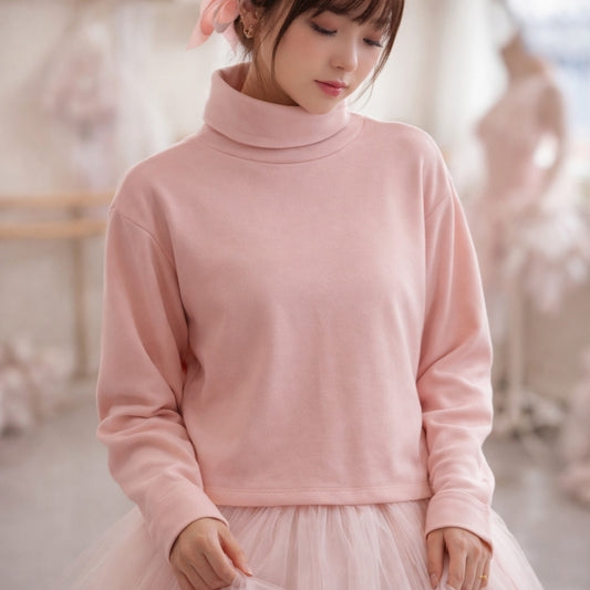 Eddie Bauer Vintage Pastel Pink Turtleneck Shirt Small Balletcore Distressed