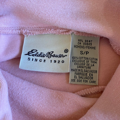 Eddie Bauer Vintage Pastel Pink Turtleneck Shirt Small Balletcore Distressed