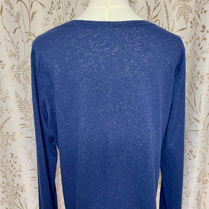 Sonoma Navy Blue Sparkle Long Sleeve Tee L Whimsigoth Celestial Dark Academia