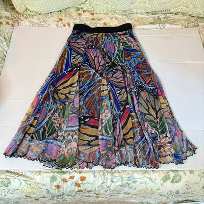 Lapis Butterfly Mesh Midi Skirt Womens L Bohemian Whimsygoth Fairycore Romantic