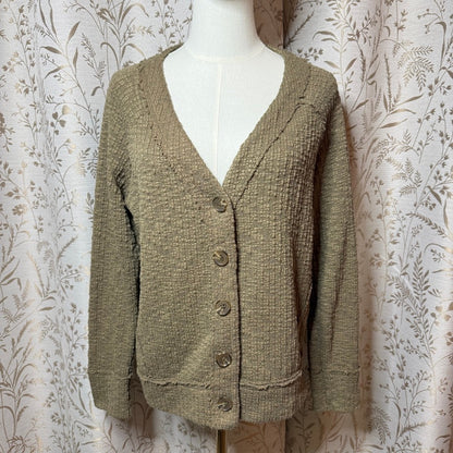 Two by Vince Camuto Textured Button Front Cardigan Women M Forestcore Earthcore