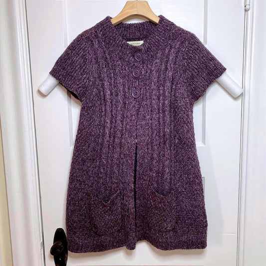 Sonoma Purple Cable Knit Cardigan Womens L Short Sleeve Cozycore Whimsigoth Boho