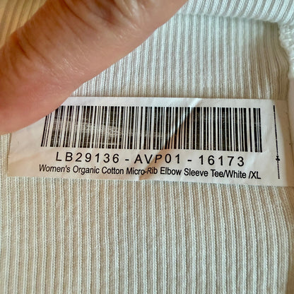 Quince Organic Cotton Micro Rib Elbow Sleeve Tee Womens XL White Minimalist Chic