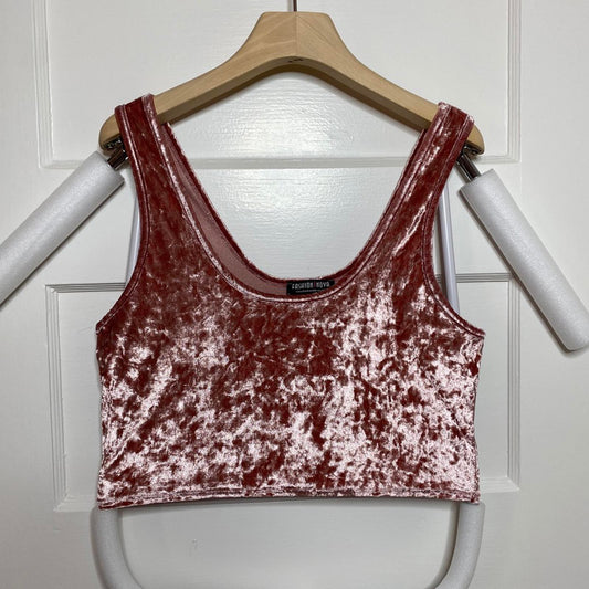Fashion Nova Dusty Rose Velvet Crop Top Juniors XL Stretch Y2K Ballet Boho Club