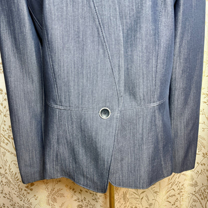 Nine West Tailored Denim-Look Blazer Women 12 Office Siren Minimalist Corpcore