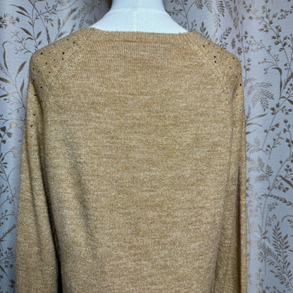 Apt. 9 Holiday Gold Rhinestone Tunic Sweater Womens Large Sparkle Festive Party