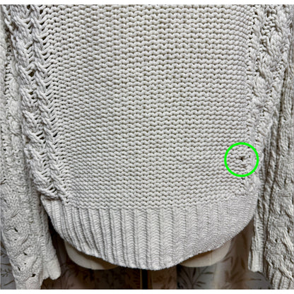 Aero Hygge Cable Knit Sweater Women Small Cream Cropped Open Weave Scandi Comfy