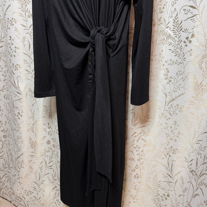 M&S Collection Knot Detail Maxi Dress Womens 18 Black Minimalist Elegant Formal