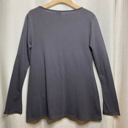 Indigenous Organic Cotton Charcoal V-Neck Top Small Balletcore Clean Minimalist