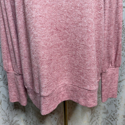 LC Lauren Conrad Heather Red Balloon Sleeve Knit Pullover Women L Soft Girl Cozy