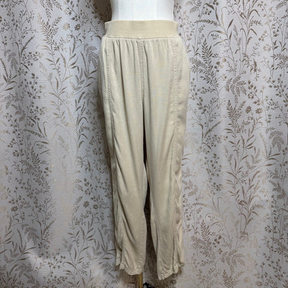 SONOMA Lyocell Linen Pants Womens L Cream Pull On Stretch Waist Neutral Coastal