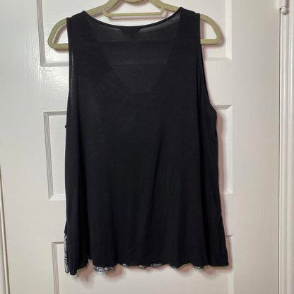 Yak & Yeti Lightweight Black and Paisley Layered Tank Top Large Womens Classic
