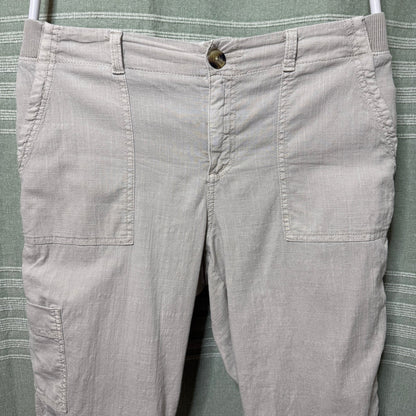 Sonoma Cropped Cargo Pants Womens 12 Oatmeal Stretch Utility Gorpcore Cabincore