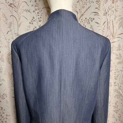 Nine West Tailored Denim-Look Blazer Women 12 Office Siren Minimalist Corpcore