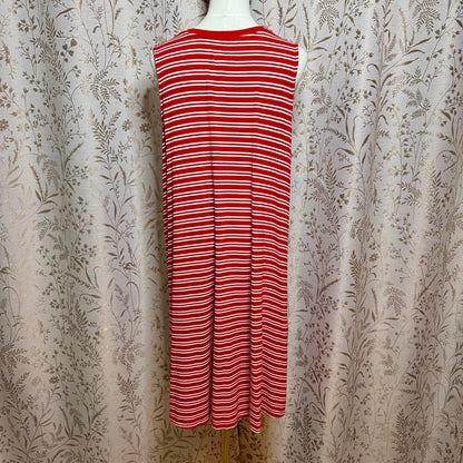 Time and Tru Stripe Midi Tank Dress XL Red White Streetwear French Girl Coastal