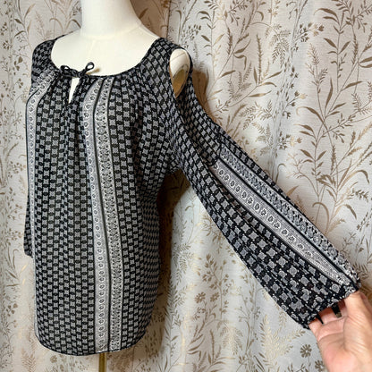 Max Edition Boho Cold Shoulder Keyhole Blouse Womens XL Festival Peasant Cottage