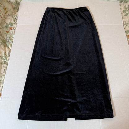 Impressions Vintage Black Velvet Maxi Skirt Women L Whimsigoth Vampy Goth Witchy