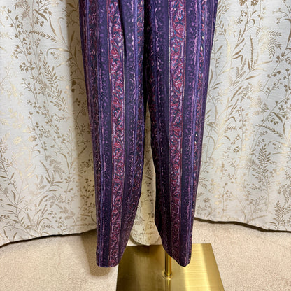 Jennifer Moore Vintage Silk Straight Leg Pants Women 12 Purple Boho Whimsigoth