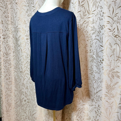 Lildy Navy Blue Stand Collar Tunic Women L-XL Minimalist Business Casual Travel