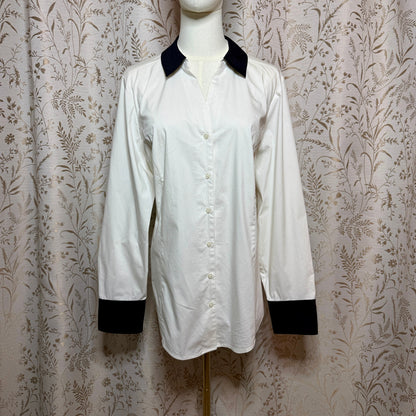 Lane Bryant Contrast Collar Cuff Button Down Top Women 20 Stretch Office Minimal