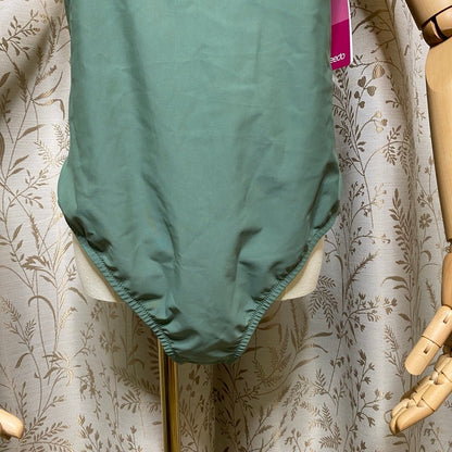 Speedo Sage Green One Piece Swimsuit NWT XL Racerback Athletic Minimalist Beach
