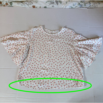 POPSUGAR Cherry Print Flutter Sleeve Blouse Women L Colettecore Retro Pinup