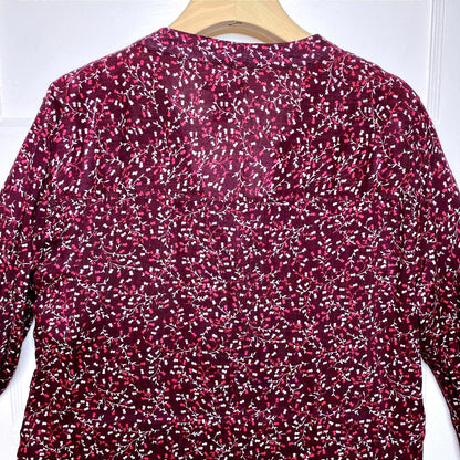 Gap Burgundy Floral Print Blouse Womens Large Cottagecore Dainty Fairycore Fall