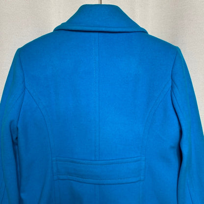 Lands' End Blue Wool/Cashmere Pea Coat 8P Nautical Sailor Chic Dopamine Dressing