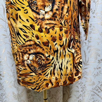 Handmade Tiger Print Wrap Mini Skirt OS Summer Beach Indie Y2K Safari Festival