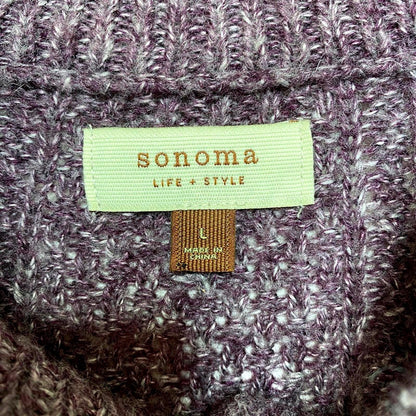 Sonoma Purple Cable Knit Cardigan Womens L Short Sleeve Cozycore Whimsigoth Boho