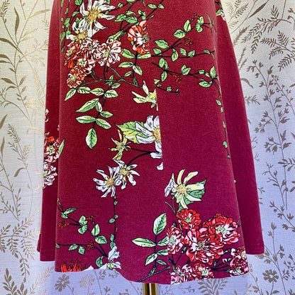 Boho Floral Burgundy Cold Shoulder Dress Small Romantic Fairycore Whimsigoth
