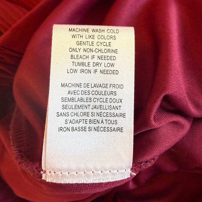 DR2 Pleated Chiffon Midi Skirt Womens XL Red Botanical Romantic Boho Whimsigoth