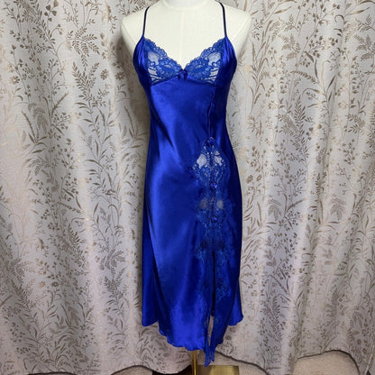 Shirley of Hollywood Blue Satin Lace Chemise Women S Romantic Sexy Whimsigoth