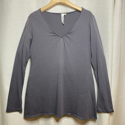 Indigenous Organic Cotton Charcoal V-Neck Top Small Balletcore Clean Minimalist