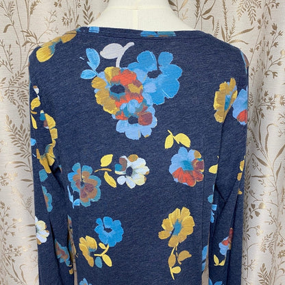 Sonoma Long Sleeve Tee Large Blue Floral Dark Cottagecore Naturecore Grandmacore