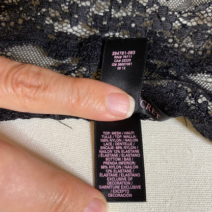 Victoria's Secret Black Sheer Lace Mesh Babydoll Slip Dress Large Romantic Vampy